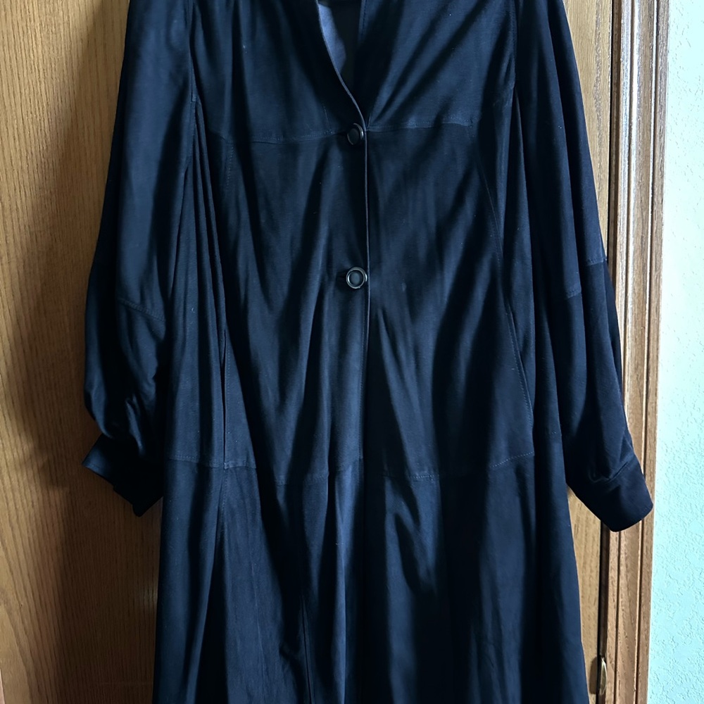 Vintage Vera Pelle Black Italian Suede Coat